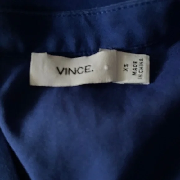 Vince 100% Silk Royal Blue Short Sleeve Shirt dress Size XS - Picture 6 of 8